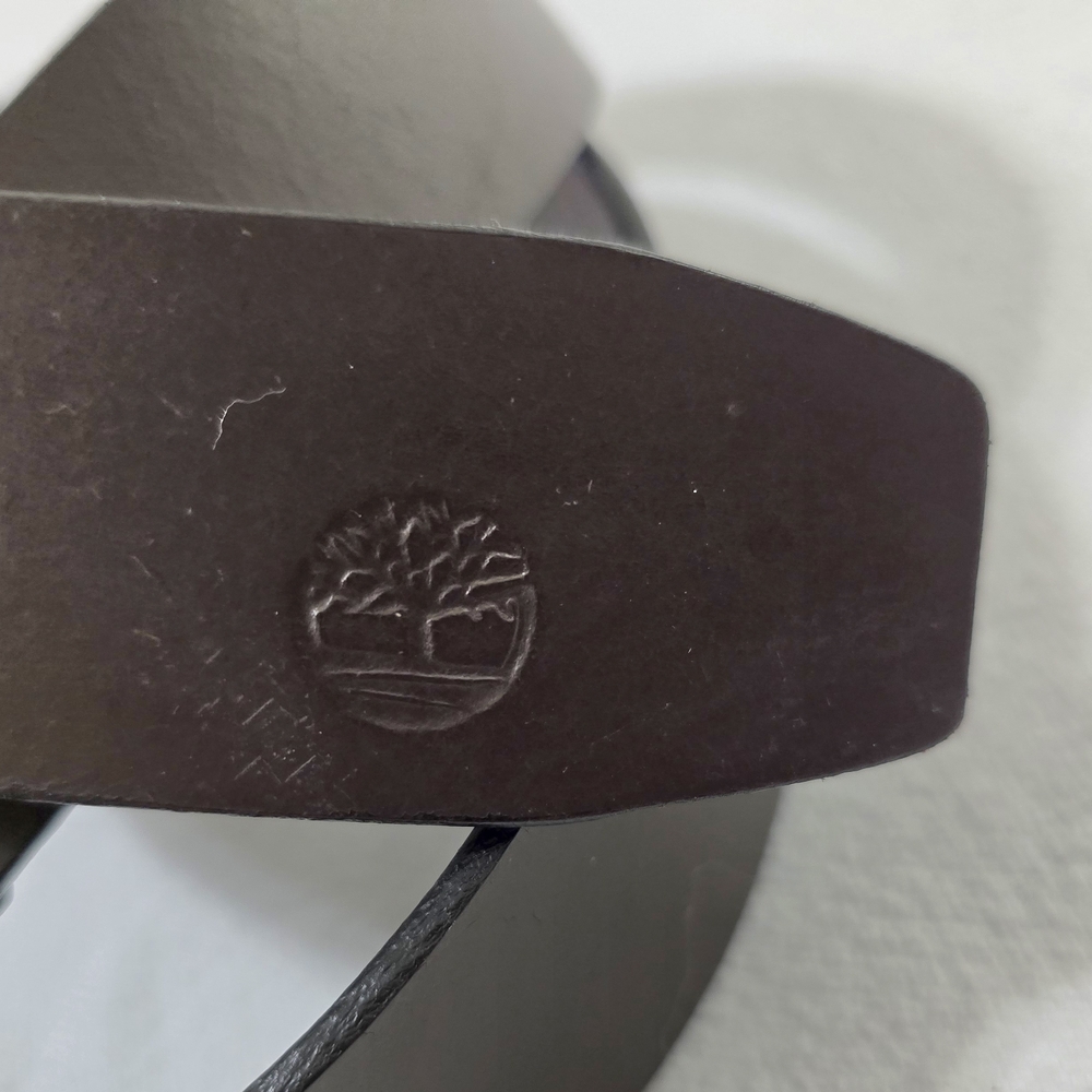 Timberland Dark Brown Genuine Leather Belt Roller Buckle Wide Keeper Size 36 - Picture 14 of 16